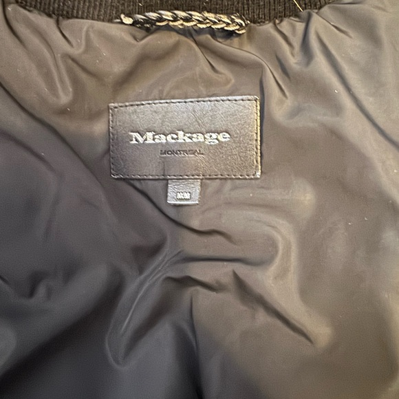 Mackage Black Puffer Coat with Fur Trim - Picture 7 of 9